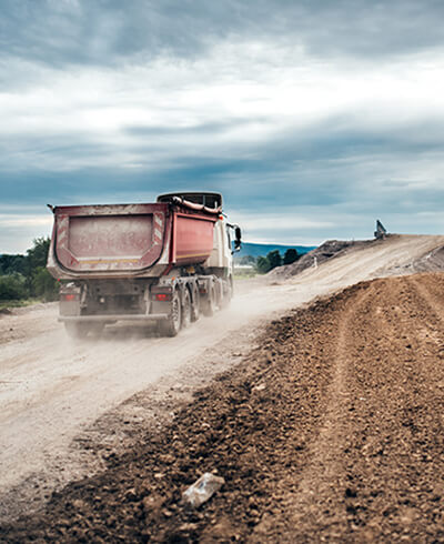 dump truck on dirt road